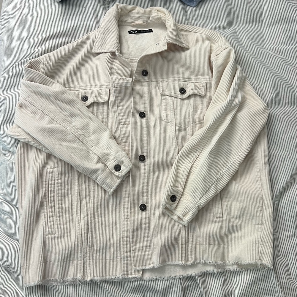 Ribbed cream zara jacket